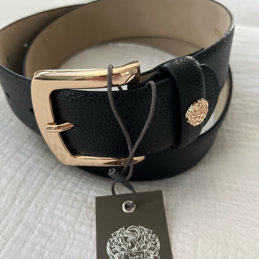 Vince Camuto Women’s Size Small Black Belt with Gold Detail
